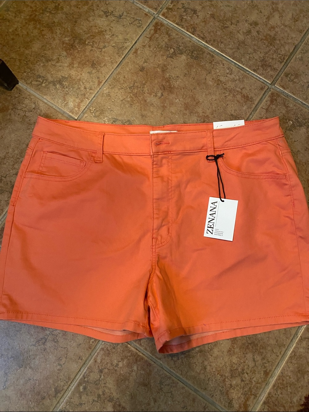 Zenana  Coral-Orange Stretch Shorts
